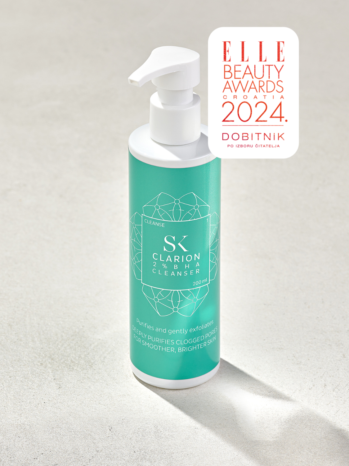 Skintegra Clarion 2% BHA Cleanser mikroeksfolirajući gel sa 2% BHA za akne i začepljene pore u bočici sa Elle nagradom